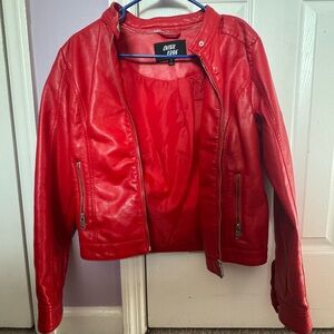 Women’s Faux Leather Red Jacket